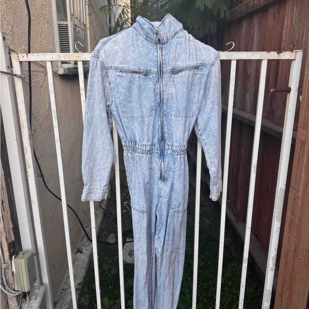Bershka Light Blue Denim Jumpsuit